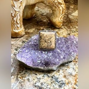 Hand Crafted Tan and Silver Ring